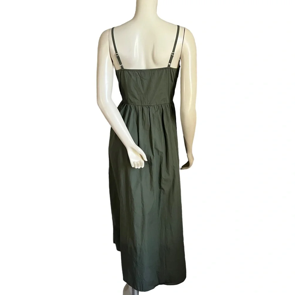 Who What Wear | Womens 100% Cotton Army Green  Button Up Wide Hem Midi Dress | M - Picture 11 of 17